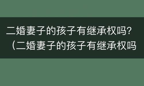 二婚妻子的孩子有继承权吗？（二婚妻子的孩子有继承权吗知乎）