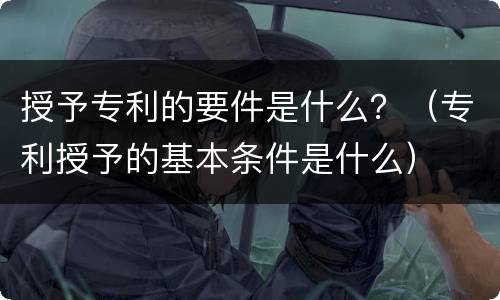 授予专利的要件是什么？（专利授予的基本条件是什么）