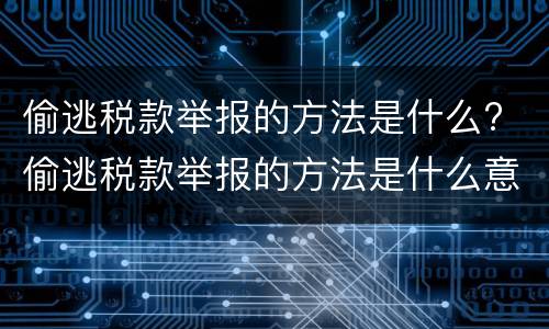 偷逃税款举报的方法是什么? 偷逃税款举报的方法是什么意思
