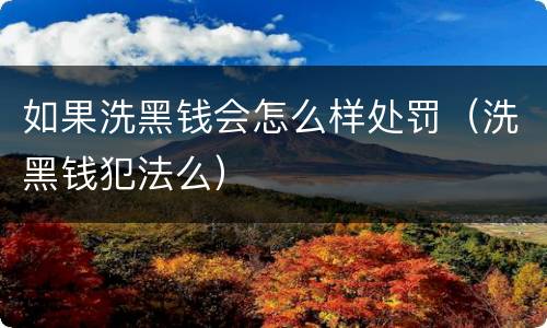 如果洗黑钱会怎么样处罚（洗黑钱犯法么）