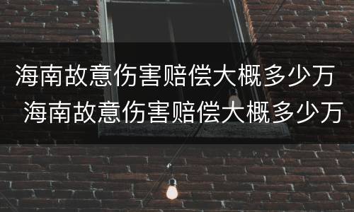 海南故意伤害赔偿大概多少万 海南故意伤害赔偿大概多少万元