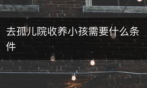 去孤儿院收养小孩需要什么条件