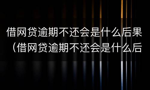 借网贷逾期不还会是什么后果（借网贷逾期不还会是什么后果呢）