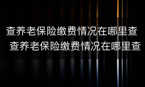 查养老保险缴费情况在哪里查 查养老保险缴费情况在哪里查询