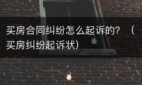 买房合同纠纷怎么起诉的？（买房纠纷起诉状）