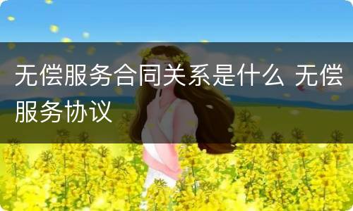 无偿服务合同关系是什么 无偿服务协议