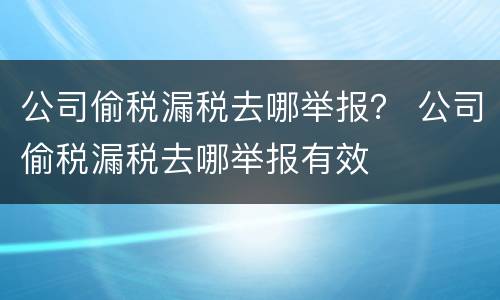 公司偷税漏税去哪举报？ 公司偷税漏税去哪举报有效