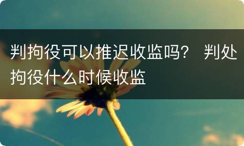 判拘役可以推迟收监吗？ 判处拘役什么时候收监