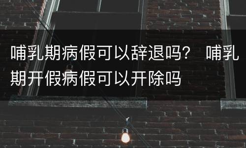 哺乳期病假可以辞退吗？ 哺乳期开假病假可以开除吗
