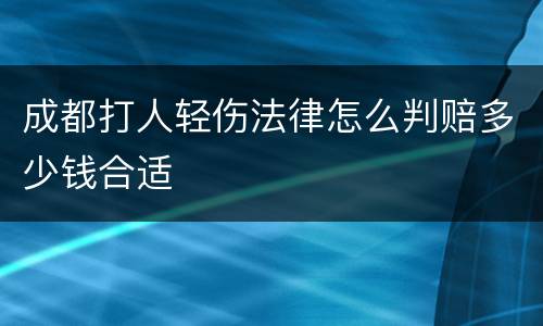 成都打人轻伤法律怎么判赔多少钱合适