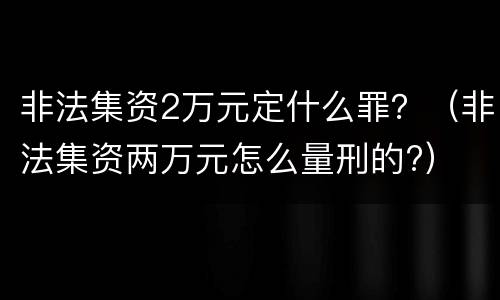 非法集资2万元定什么罪？（非法集资两万元怎么量刑的?）