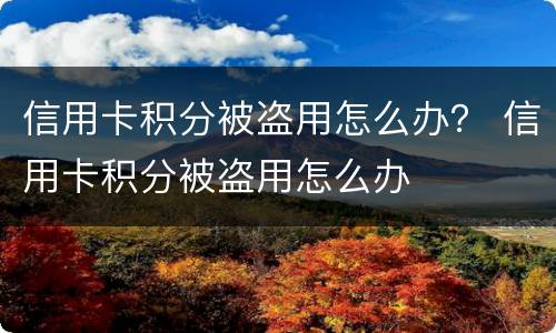 信用卡积分被盗用怎么办？ 信用卡积分被盗用怎么办
