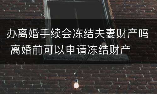 办离婚手续会冻结夫妻财产吗 离婚前可以申请冻结财产