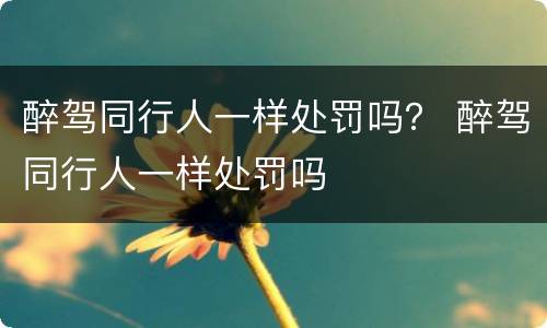 醉驾同行人一样处罚吗？ 醉驾同行人一样处罚吗
