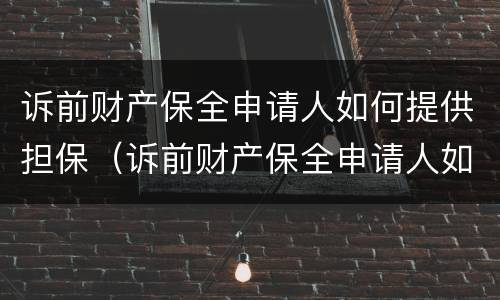 诉前财产保全申请人如何提供担保（诉前财产保全申请人如何提供担保资料）
