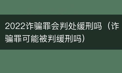 2022诈骗罪会判处缓刑吗（诈骗罪可能被判缓刑吗）