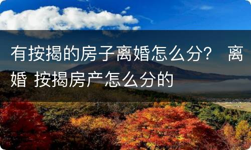 有按揭的房子离婚怎么分？ 离婚 按揭房产怎么分的