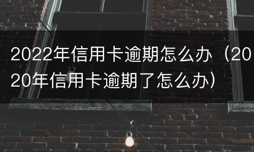 2022年信用卡逾期怎么办（2020年信用卡逾期了怎么办）
