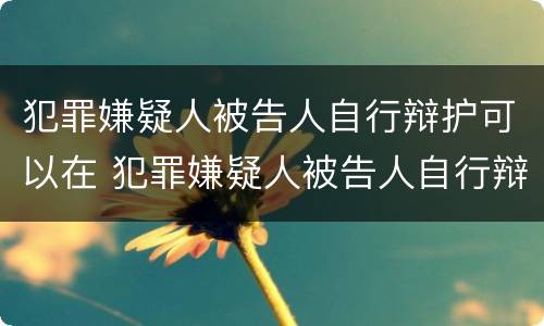 犯罪嫌疑人被告人自行辩护可以在 犯罪嫌疑人被告人自行辩护可以在法院吗