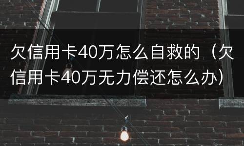欠信用卡40万怎么自救的（欠信用卡40万无力偿还怎么办）