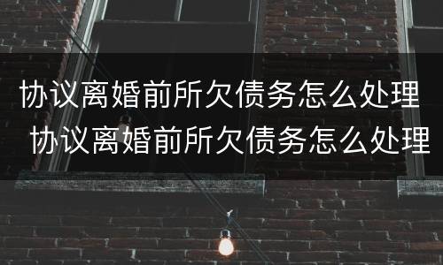 协议离婚前所欠债务怎么处理 协议离婚前所欠债务怎么处理呢