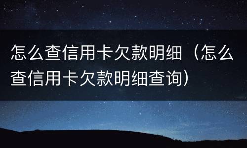 怎么查信用卡欠款明细（怎么查信用卡欠款明细查询）
