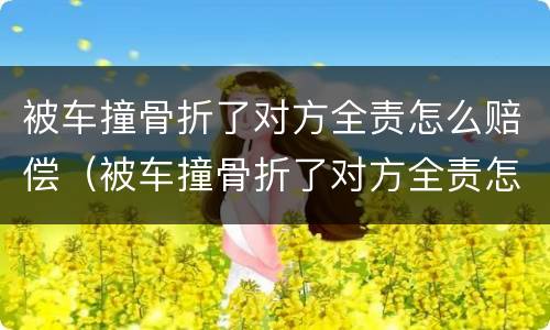 被车撞骨折了对方全责怎么赔偿（被车撞骨折了对方全责怎么赔偿到哪赔偿）
