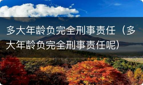 多大年龄负完全刑事责任（多大年龄负完全刑事责任呢）