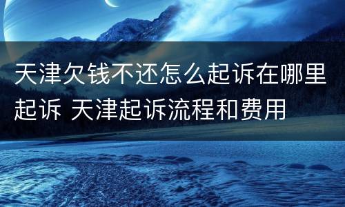 天津欠钱不还怎么起诉在哪里起诉 天津起诉流程和费用