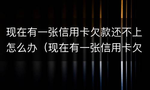 现在有一张信用卡欠款还不上怎么办（现在有一张信用卡欠款还不上怎么办呢）