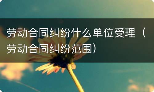 劳动合同纠纷什么单位受理（劳动合同纠纷范围）