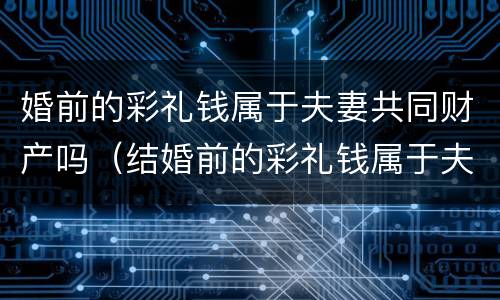 婚前的彩礼钱属于夫妻共同财产吗（结婚前的彩礼钱属于夫妻共同财产吗）