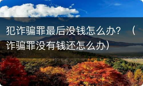 犯诈骗罪最后没钱怎么办？（诈骗罪没有钱还怎么办）