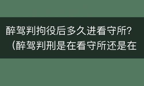 醉驾判拘役后多久进看守所？（醉驾判刑是在看守所还是在拘留所）