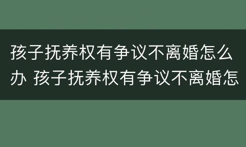 孩子抚养权有争议不离婚怎么办 孩子抚养权有争议不离婚怎么办理