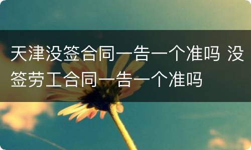天津没签合同一告一个准吗 没签劳工合同一告一个准吗