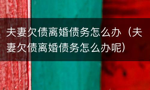 夫妻欠债离婚债务怎么办（夫妻欠债离婚债务怎么办呢）