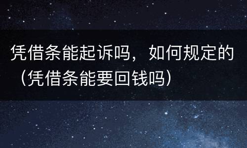 凭借条能起诉吗，如何规定的（凭借条能要回钱吗）
