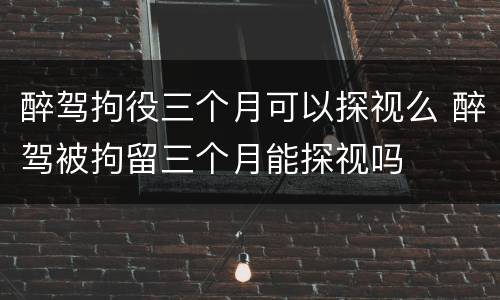 醉驾拘役三个月可以探视么 醉驾被拘留三个月能探视吗