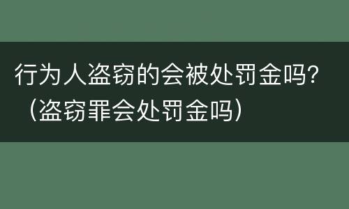 行为人盗窃的会被处罚金吗？（盗窃罪会处罚金吗）