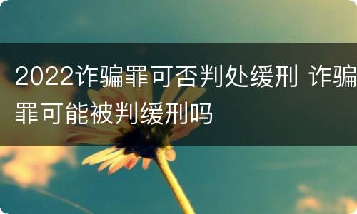 2022诈骗罪可否判处缓刑 诈骗罪可能被判缓刑吗