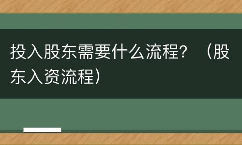 投入股东需要什么流程？（股东入资流程）