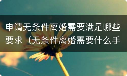申请无条件离婚需要满足哪些要求（无条件离婚需要什么手续）