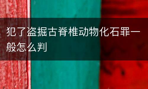 犯了盗掘古脊椎动物化石罪一般怎么判
