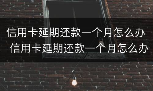 信用卡延期还款一个月怎么办 信用卡延期还款一个月怎么办啊