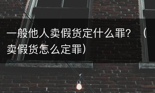 一般他人卖假货定什么罪？（卖假货怎么定罪）