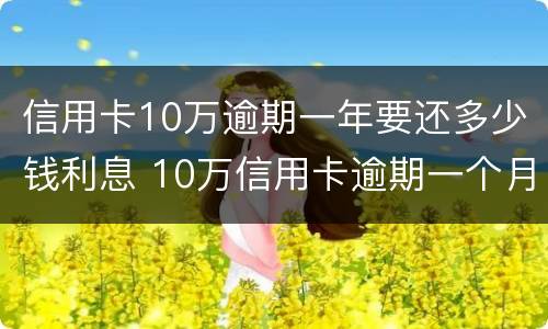 信用卡10万逾期一年要还多少钱利息 10万信用卡逾期一个月多少利息