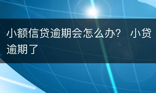 小额信贷逾期会怎么办？ 小贷逾期了
