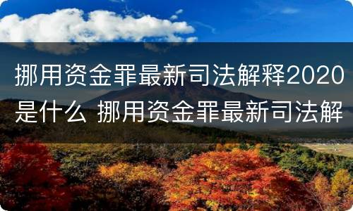 挪用资金罪最新司法解释2020是什么 挪用资金罪最新司法解释2020是什么规定