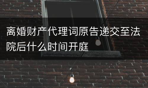 离婚财产代理词原告递交至法院后什么时间开庭